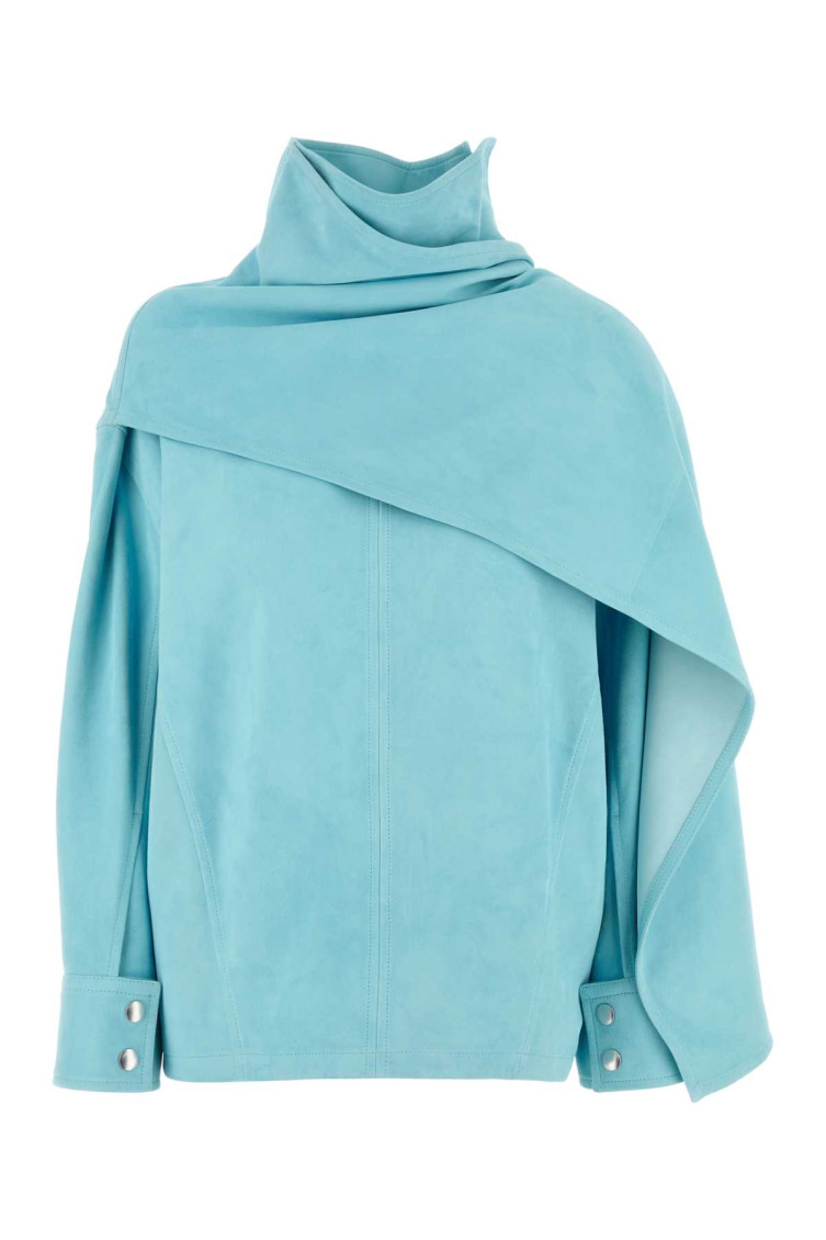 Bottega Veneta Light Blue Leather Blouse In Light Blue