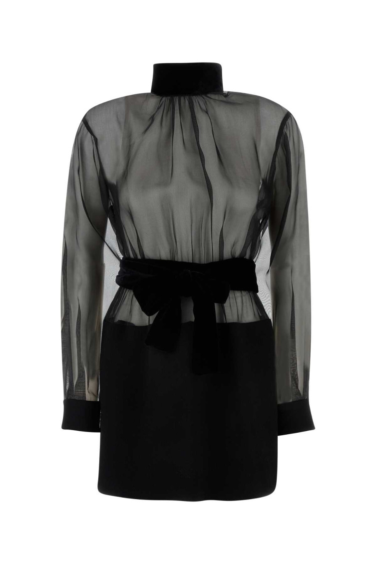 Dolce & Gabbana Black Stretch Silk Blend Minidress In Black