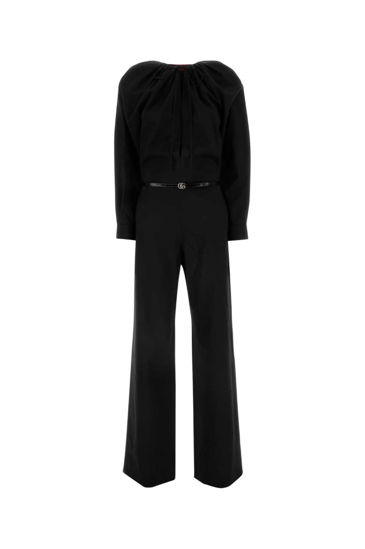 Gucci Jumpsuit Wool Belted Waist In Black