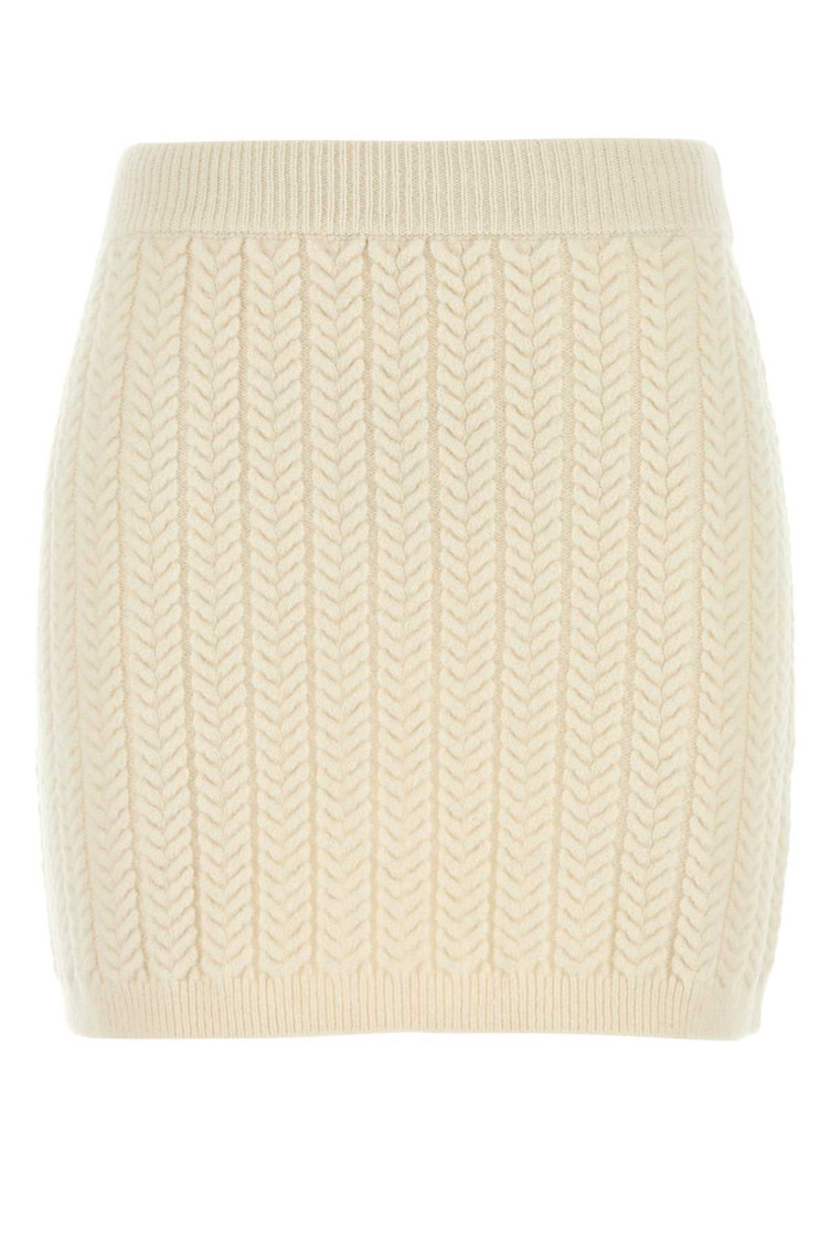 Sportmax Wool Blend Mini Skirt With Ribbed Texture In White