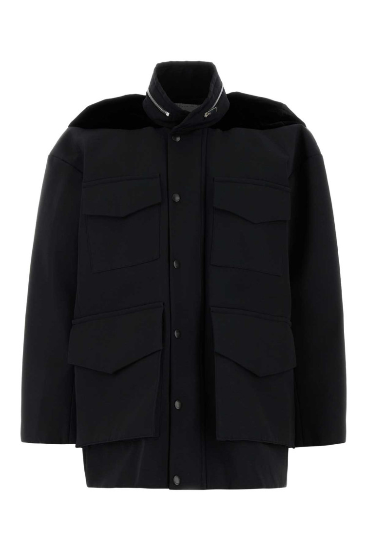Sacai Pocket-detailed Velvet Panel Jacket In Black