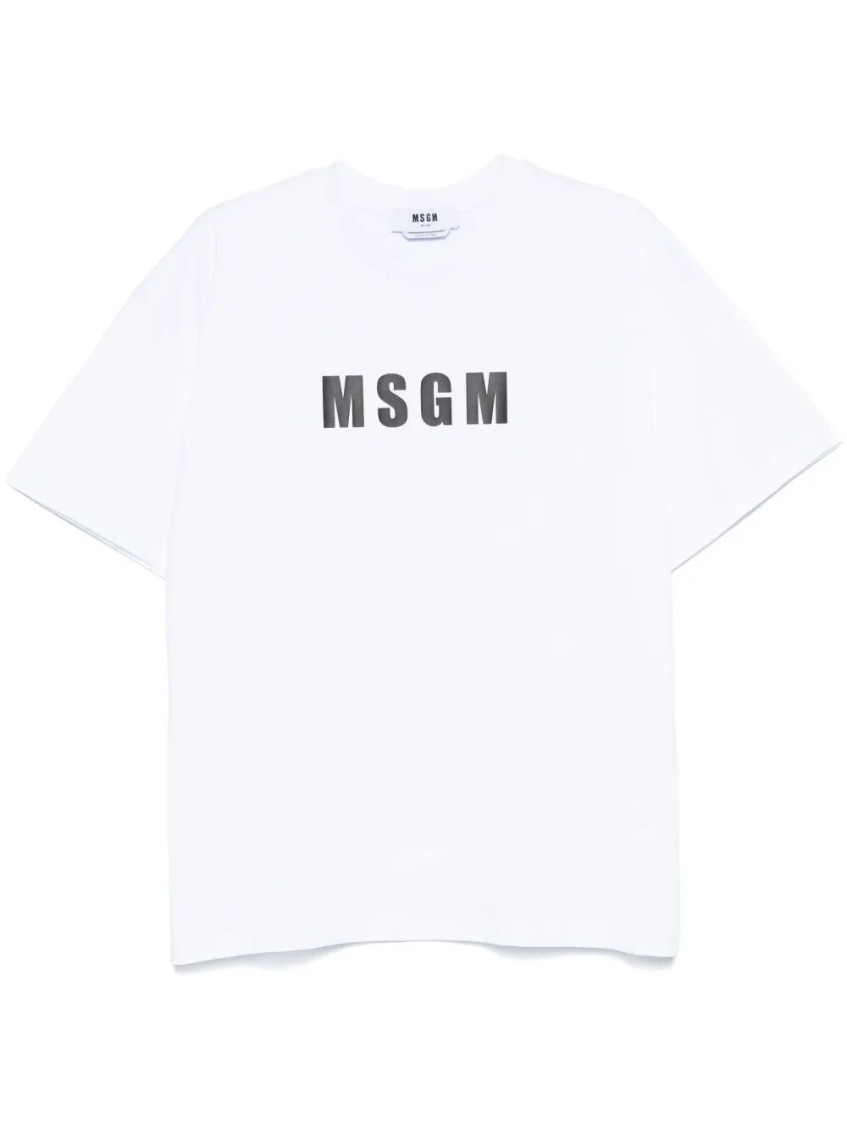 Msgm Logo-print Cotton T-shirt Clothing In White