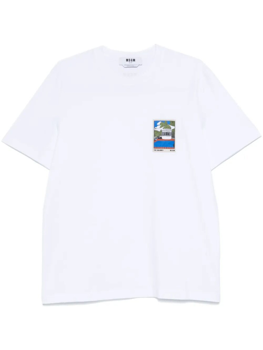 Msgm Patch-detail Cotton T-shirt Clothing In White