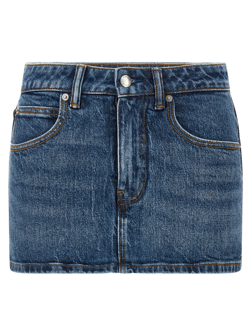 Alexander Wang Women Blue Mid-rise Denim Skort, 26 Luxury Shorts For Women Darveys In Blue