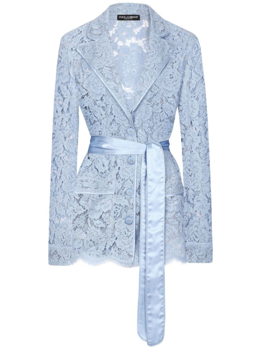 Dolce & Gabbana Women Cordonetto Lace Pijama Jacket In Light Blue