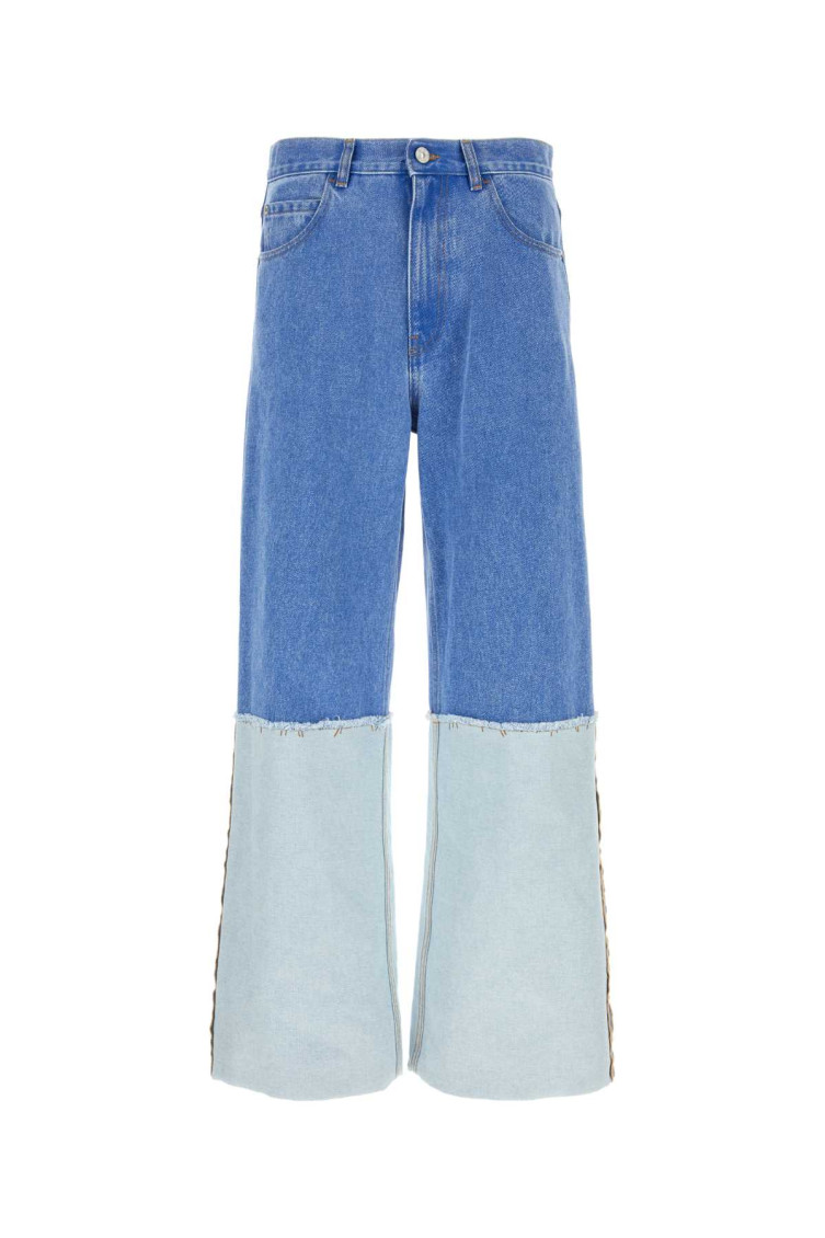 Marni Wide Leg Blue Jeans With High Turn-up In Blue
