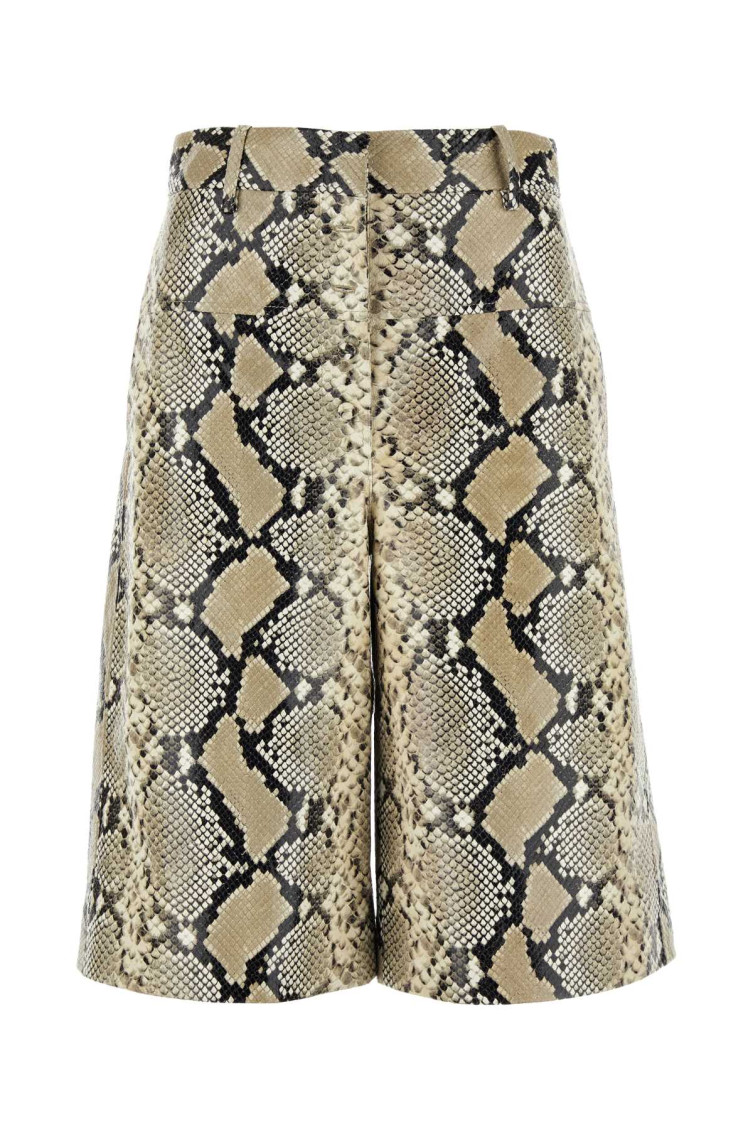 Jil Sander Printed Leather Bermuda Shorts In Natural