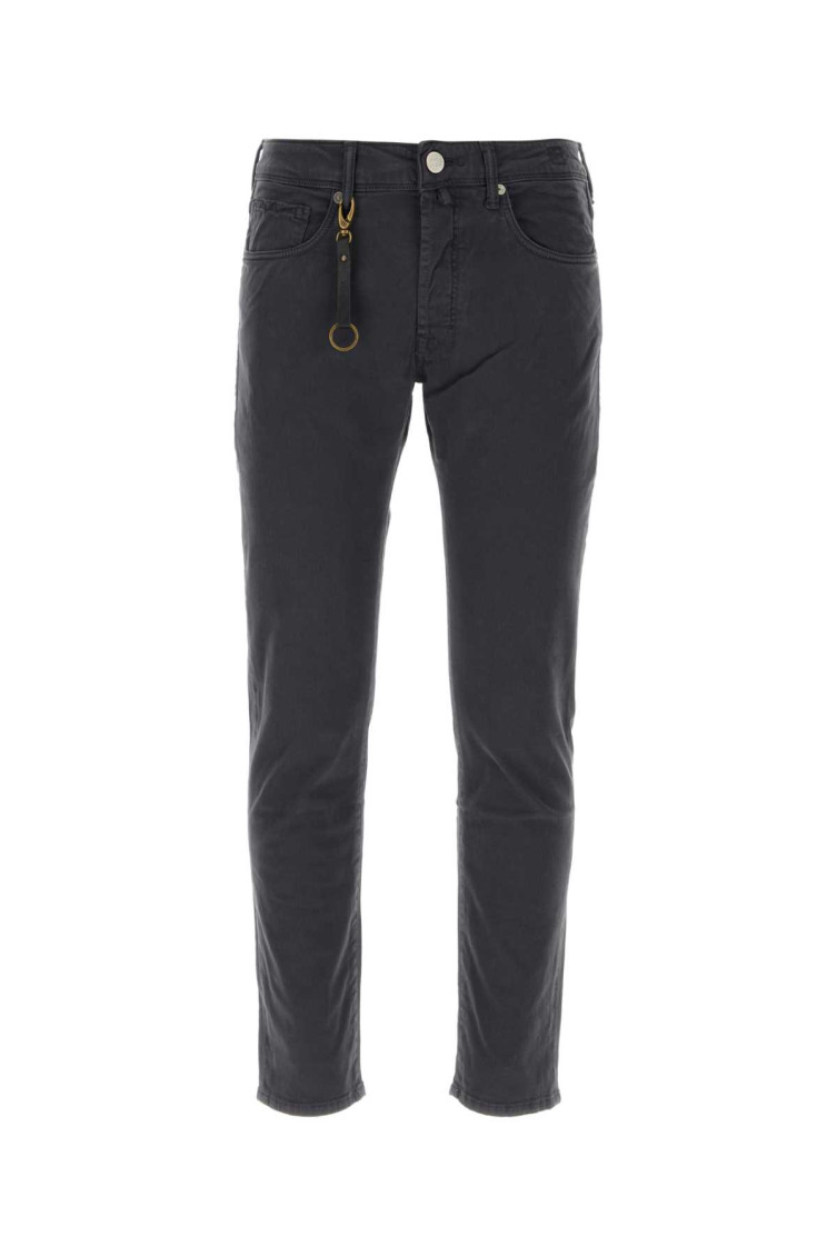 Incotex Dark Grey Logo-patch Straight-leg Jeans In Dark Grey