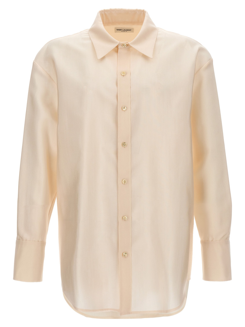 Saint Laurent Faille Shirt Cuffs Buttoned In Beige