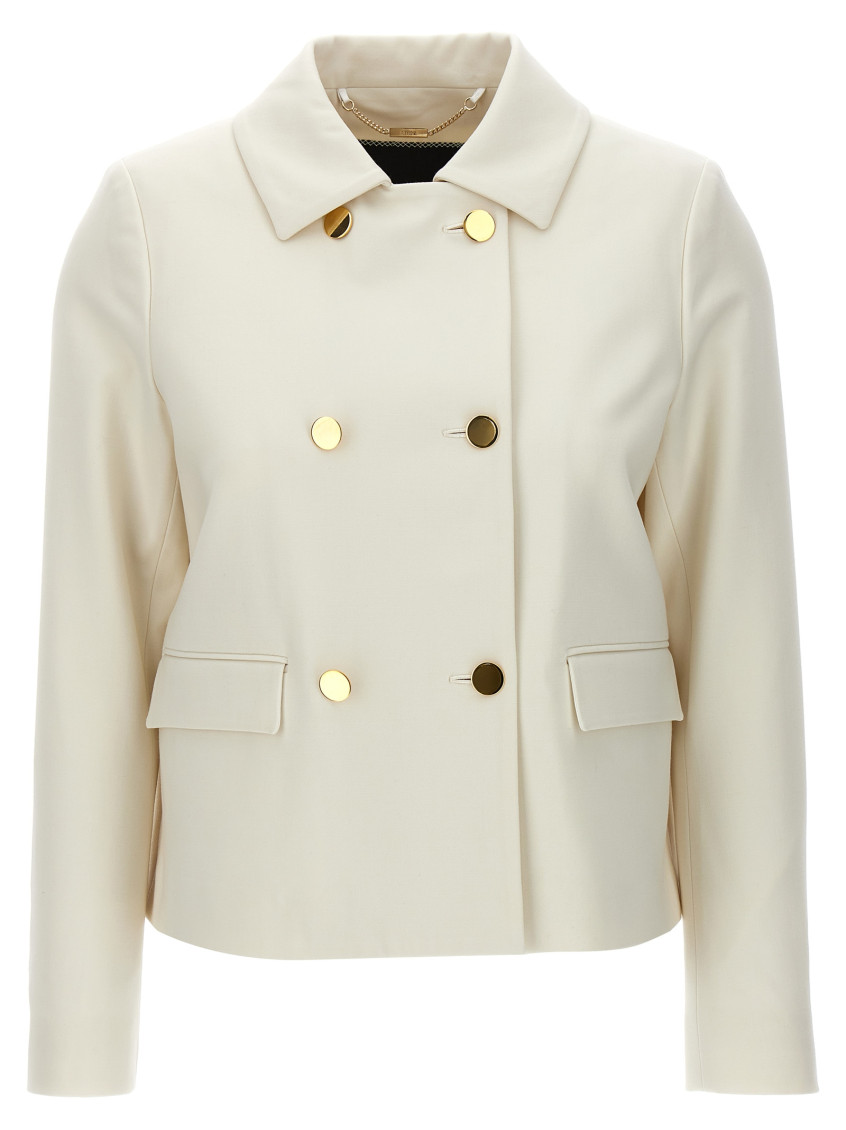 Kiton Double-breasted Short Jacket Collar In White