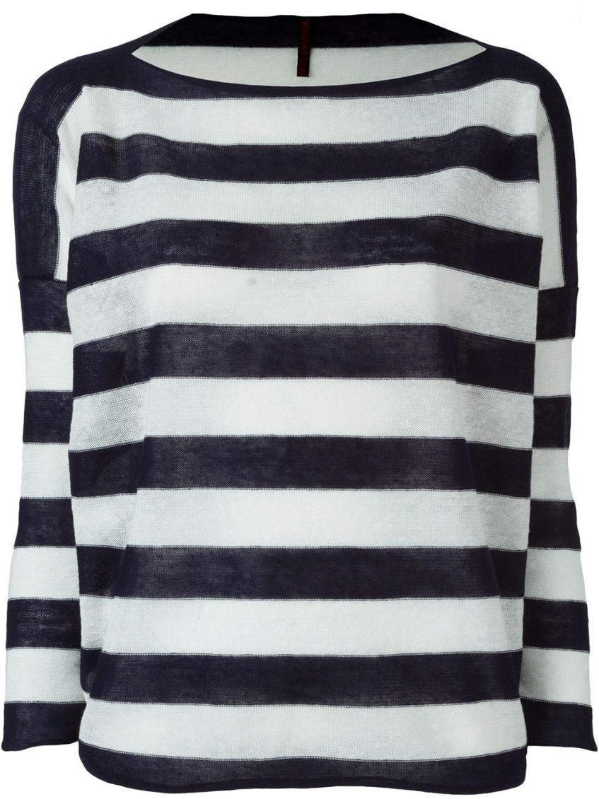 DANIELA GREGIS NAVY BLUE STRIPED BOAT NECK SWEATER 