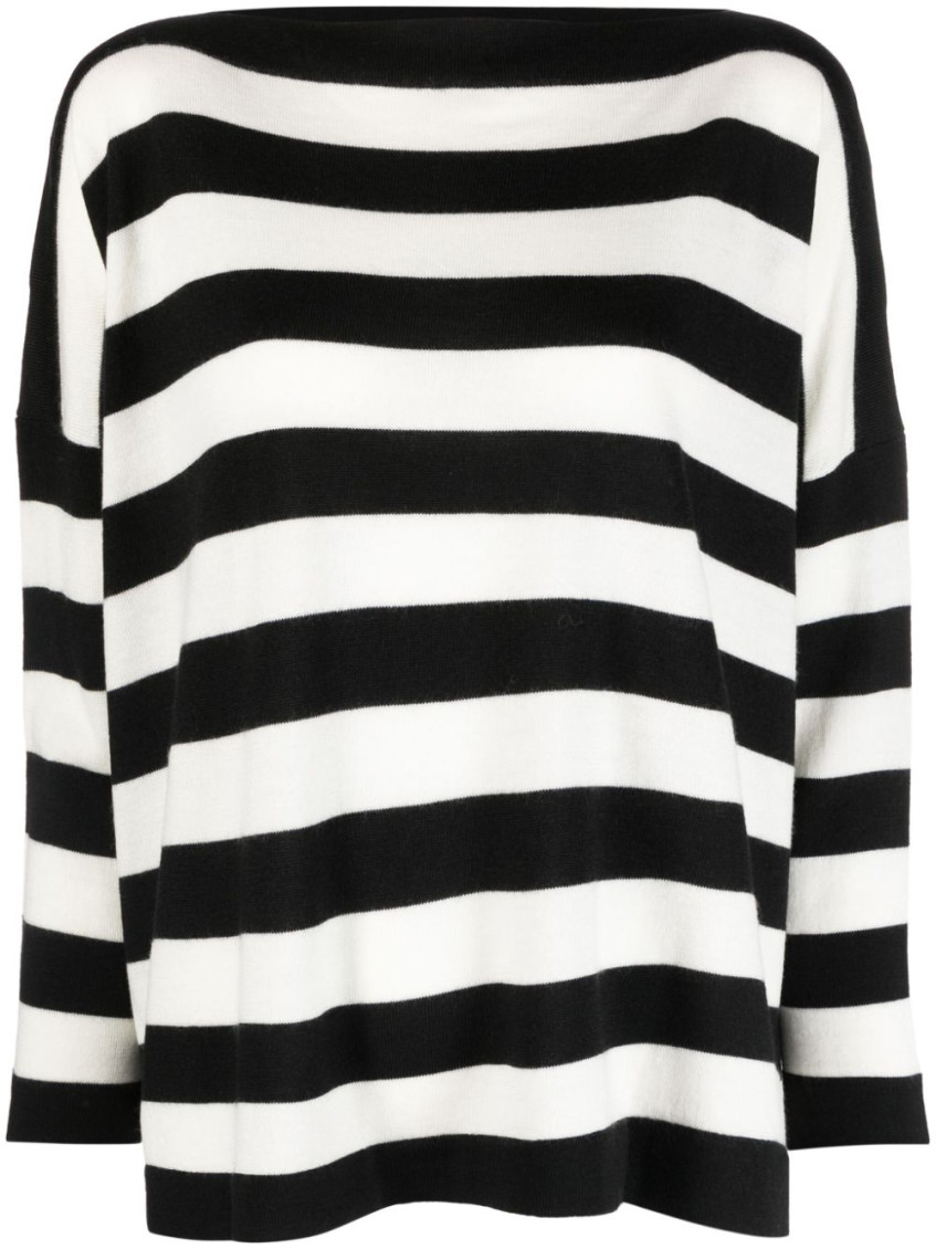 Shop Daniela Gregis Black Striped Boatneck Sweater