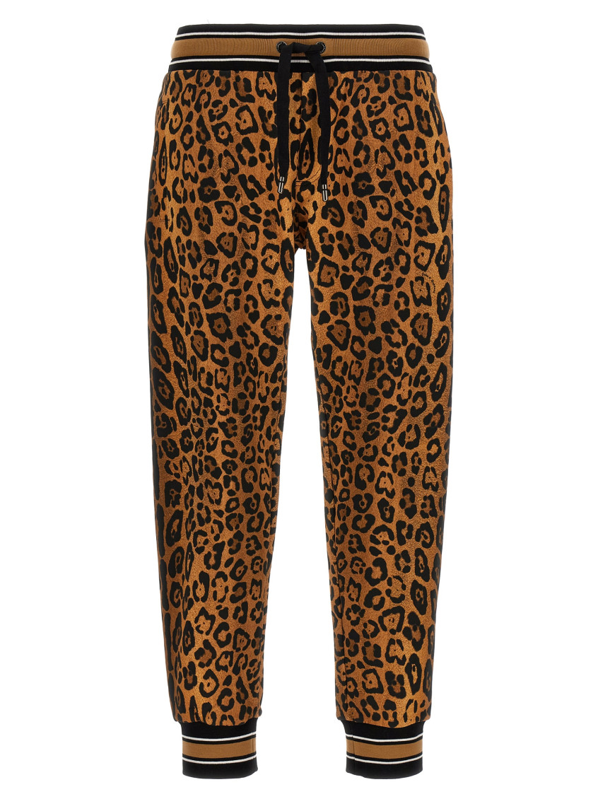 Dolce & Gabbana Animalier Joggers Pants Multicolor In Multicolor