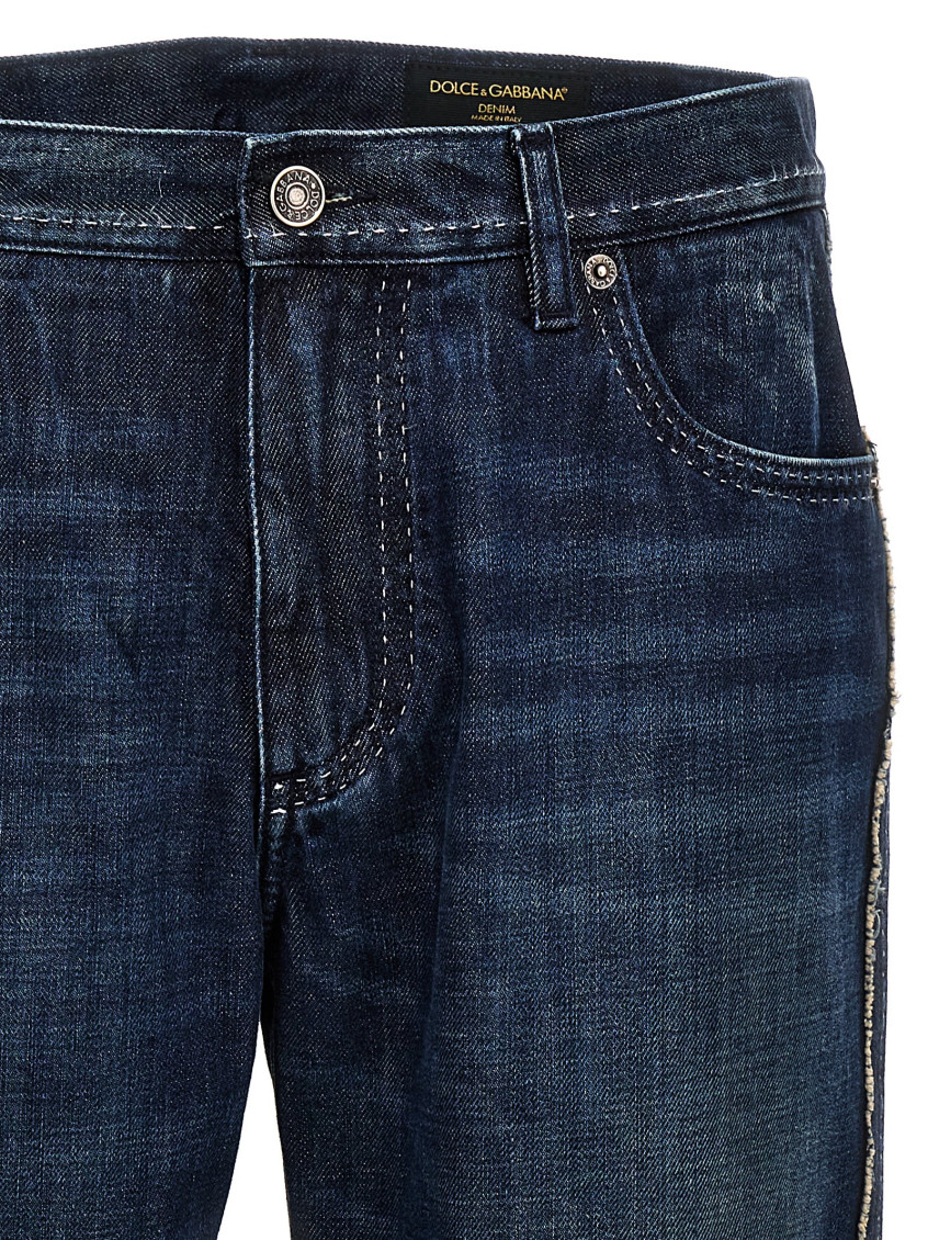 【関税込み】dolce & gabbana Fringed stitching jeans Dolce & Gabbana Blue Fringed Stitching Jeans for Men Online