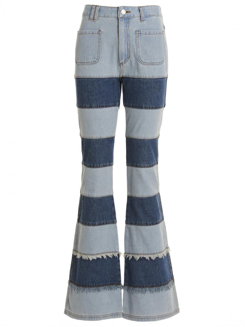 Andersson Bell Mahina Blocking Patchwork Jeans In Washed Blue In Blue
