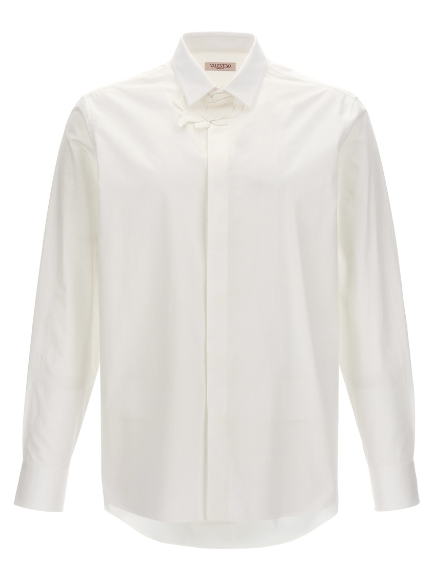 Valentino Poplin Cotton Shirt With Hidden Buttoning In White