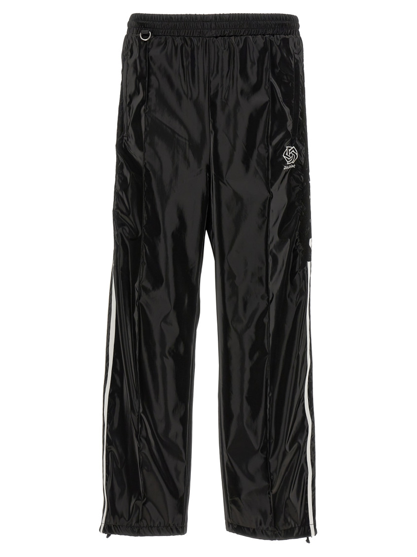 Doublet Laminate Track Pants White/black In Black