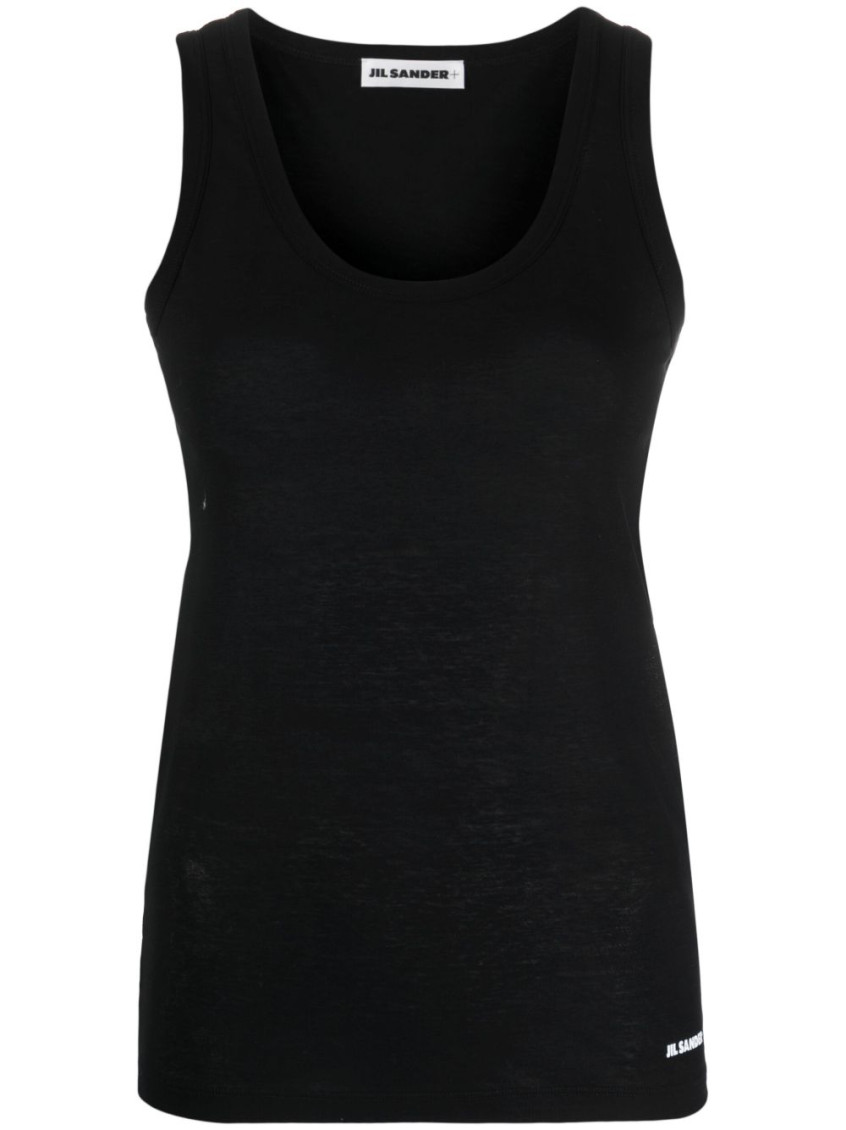Shop Jil Sander Black Logo-print Cotton Tank Top