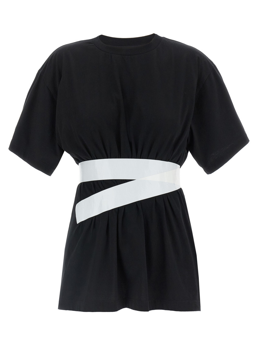 Mm6 Maison Margiela Tape-embellished T-shirt In Black