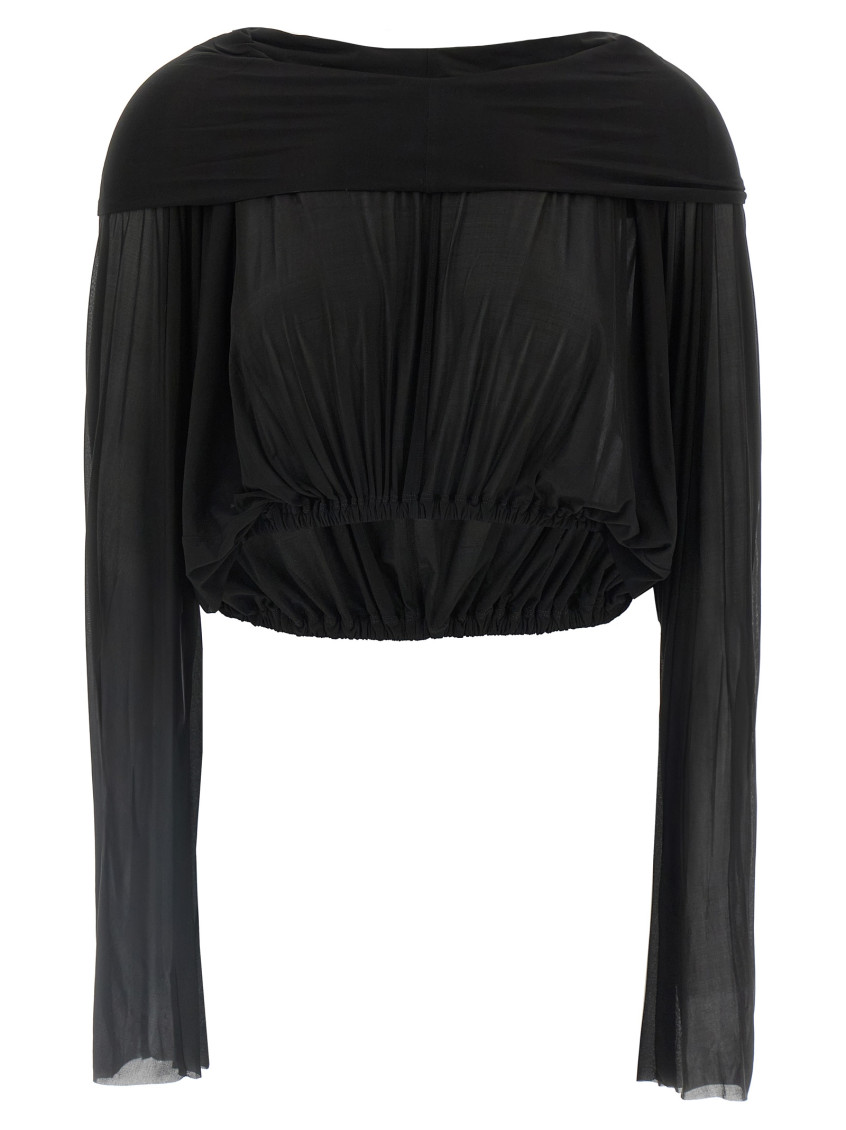 Rick Owens Black Hollywood Cropped Hooded Tunic Top In Black