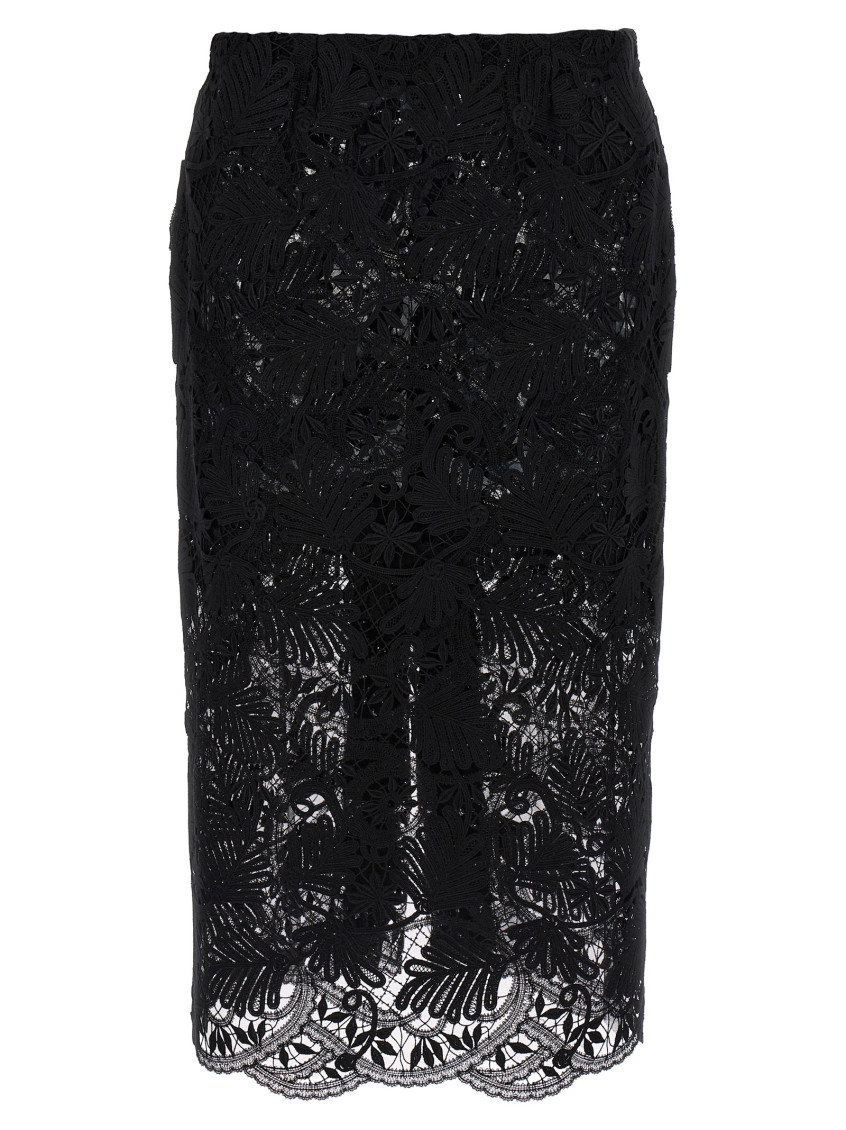 Ermanno Scervino Intricate Lace Effect Skirt With Tulle Lining In Black