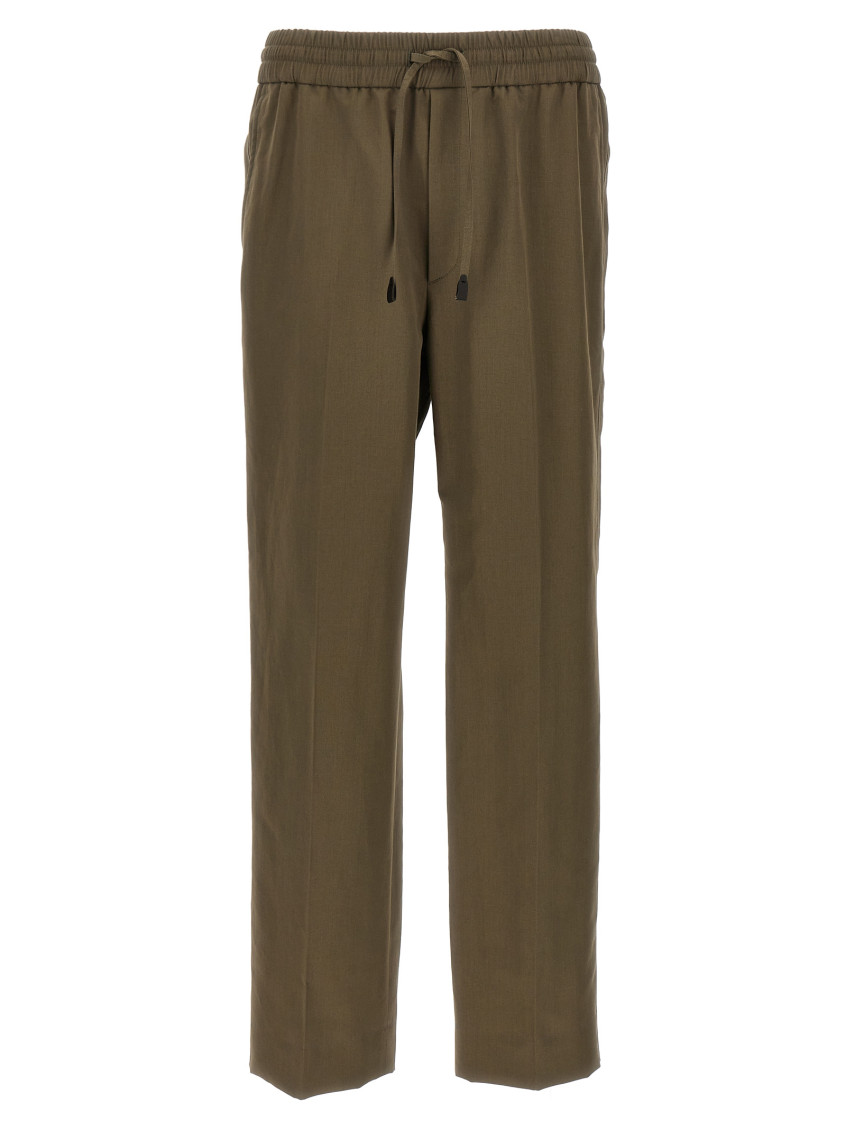 Brioni 'asolo' Trousers Featuring Elastic Waistband In Brown