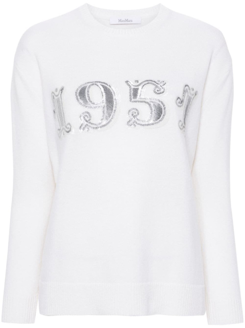 MAX MARA WHITE WOOL AND CASHMERE BLEND SWEATER