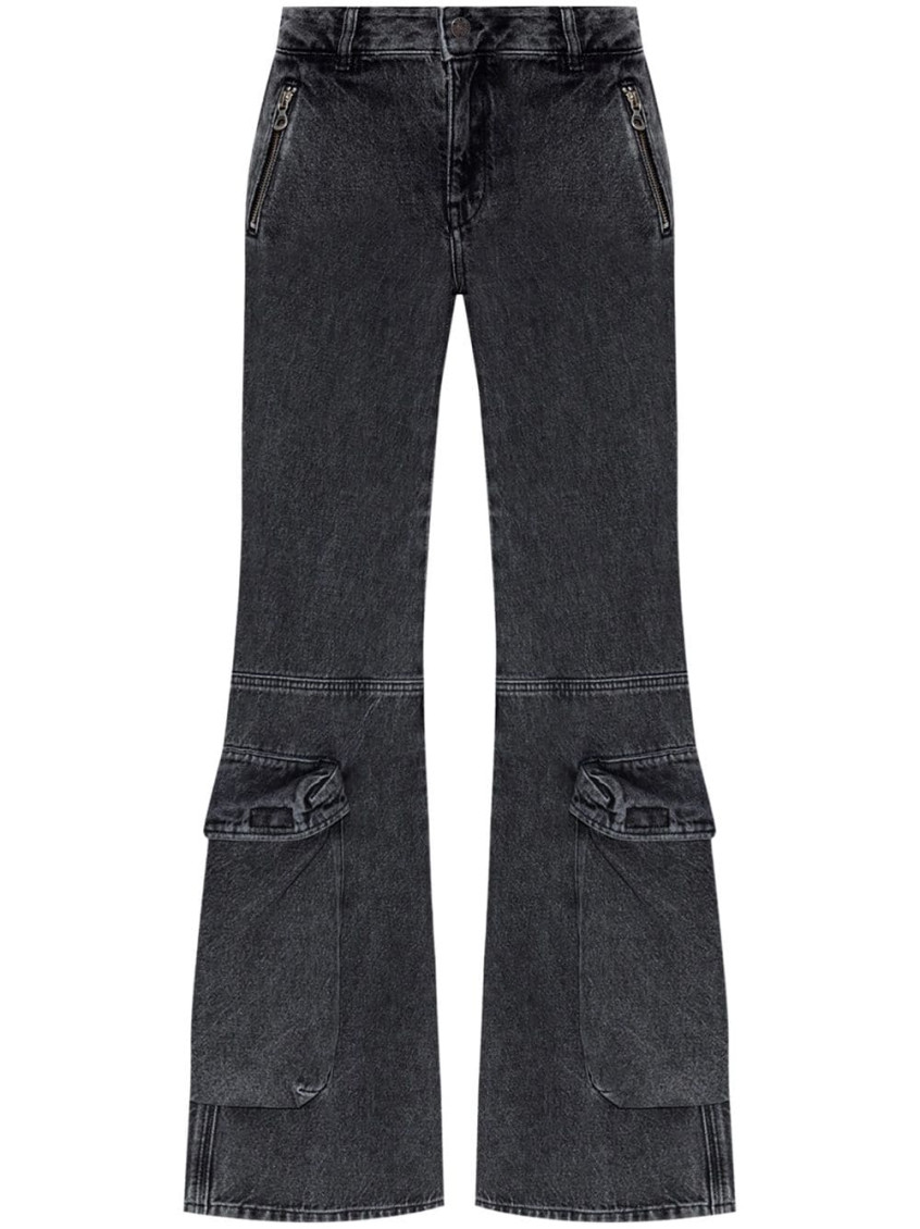 Diesel Flared Distressed Trousers Zip Pockets