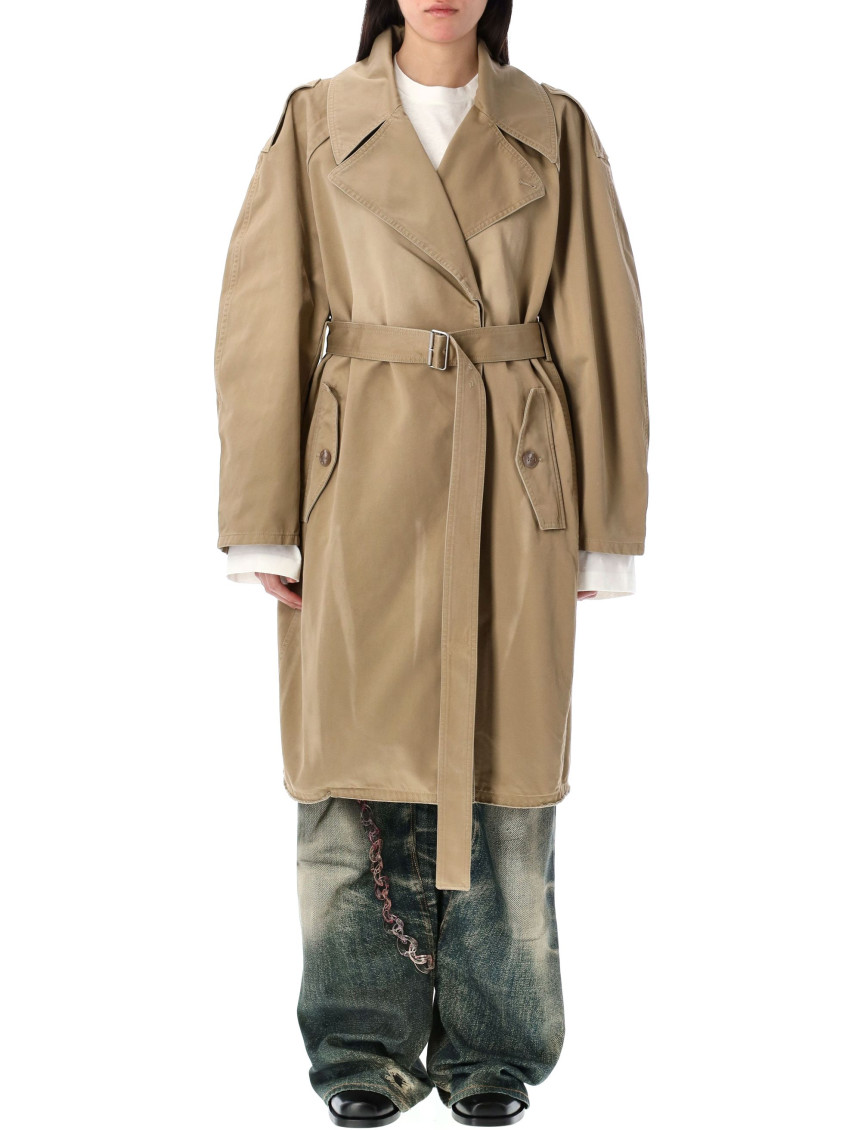 Acne Studios Belted Coat With Wide Lapel And Back Vent