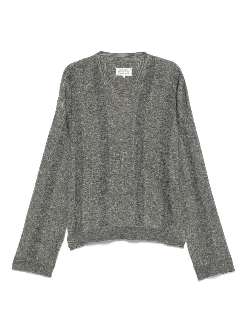 Maison Margiela V-neck Skintwear In Grey Linen And Cotton