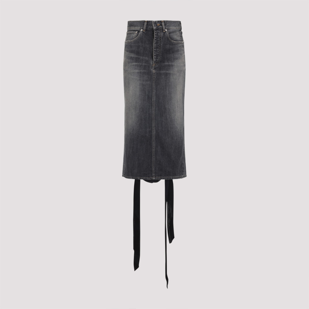 Shop Balenciaga Grey Lace-up Skirt