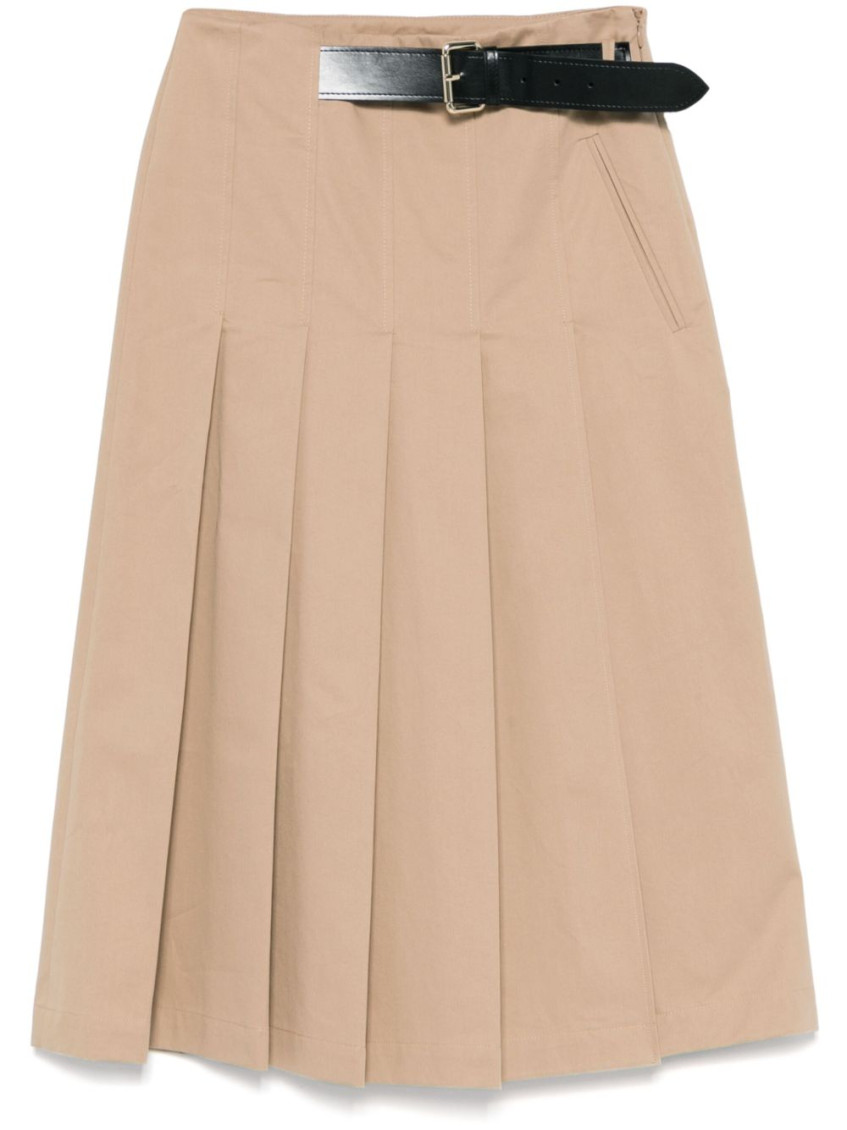 Semicouture Semi Couture Pleated High-waist Midi Skirt With Structured Belt