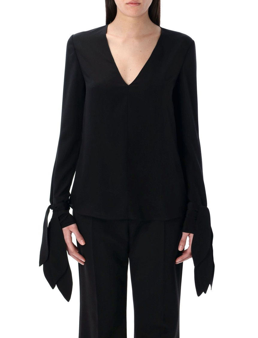 Givenchy Deep V Neck Blouse Ribbon
