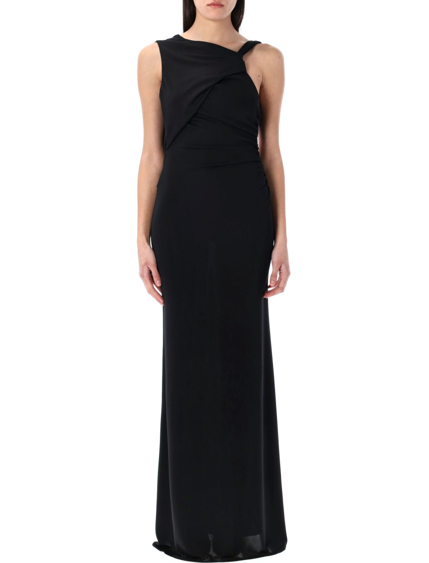 The Andamane Venere Draped Maxi Dress In Black