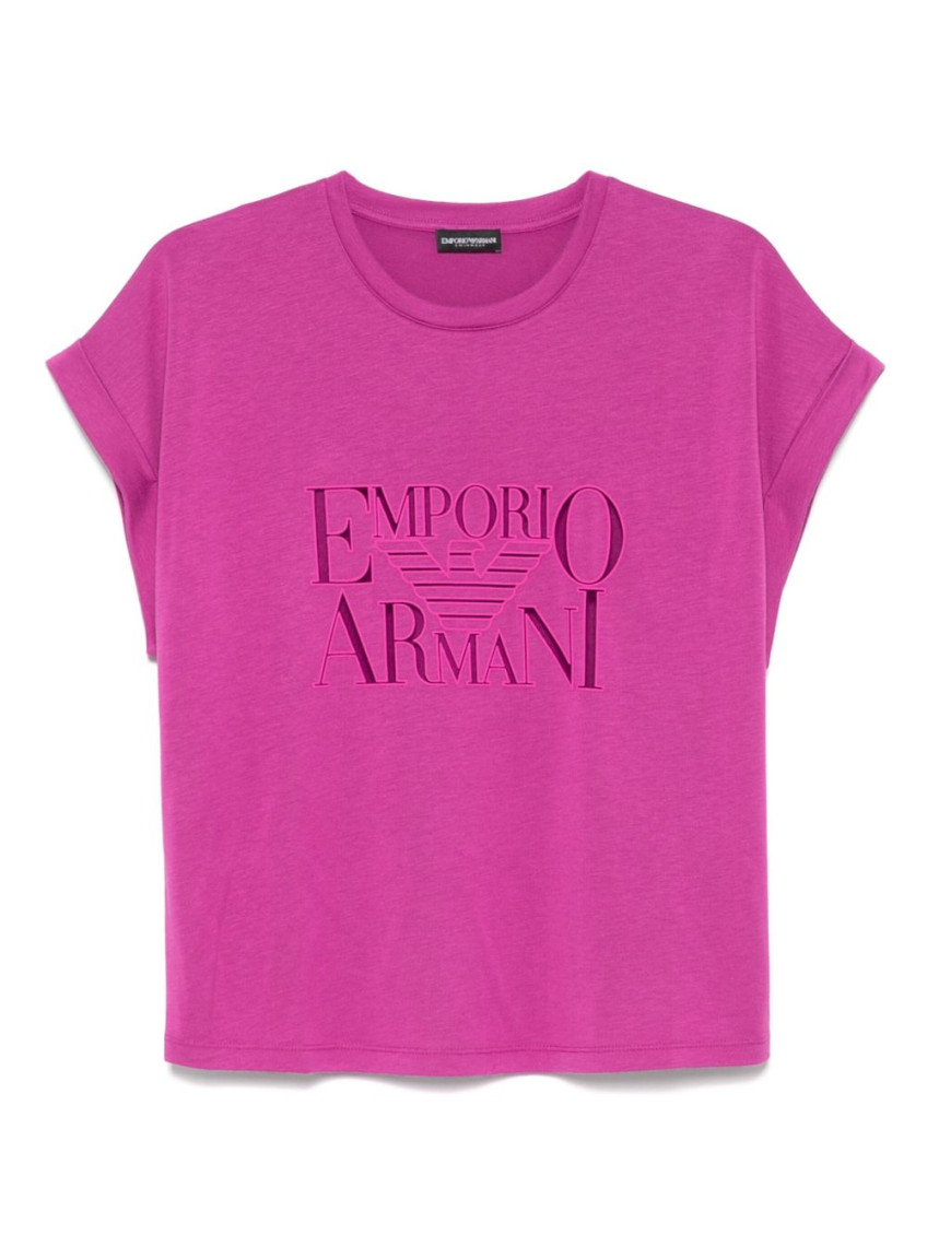 Shop Emporio Armani Purple Logo T-shirt