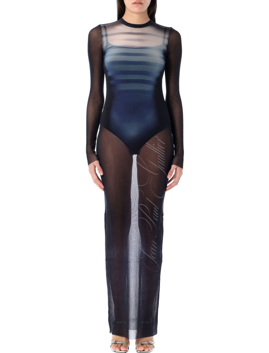 Shop Jean Paul Gaultier Navy Blue Le Mle Long Dress