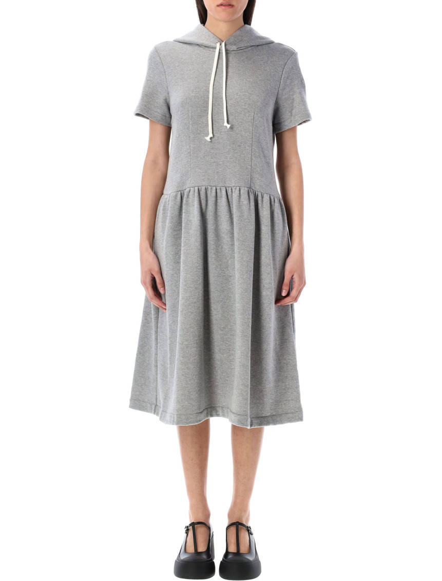 COMME DES GARÇONS GREY COTTON BACK PILE MIDI DRESS 