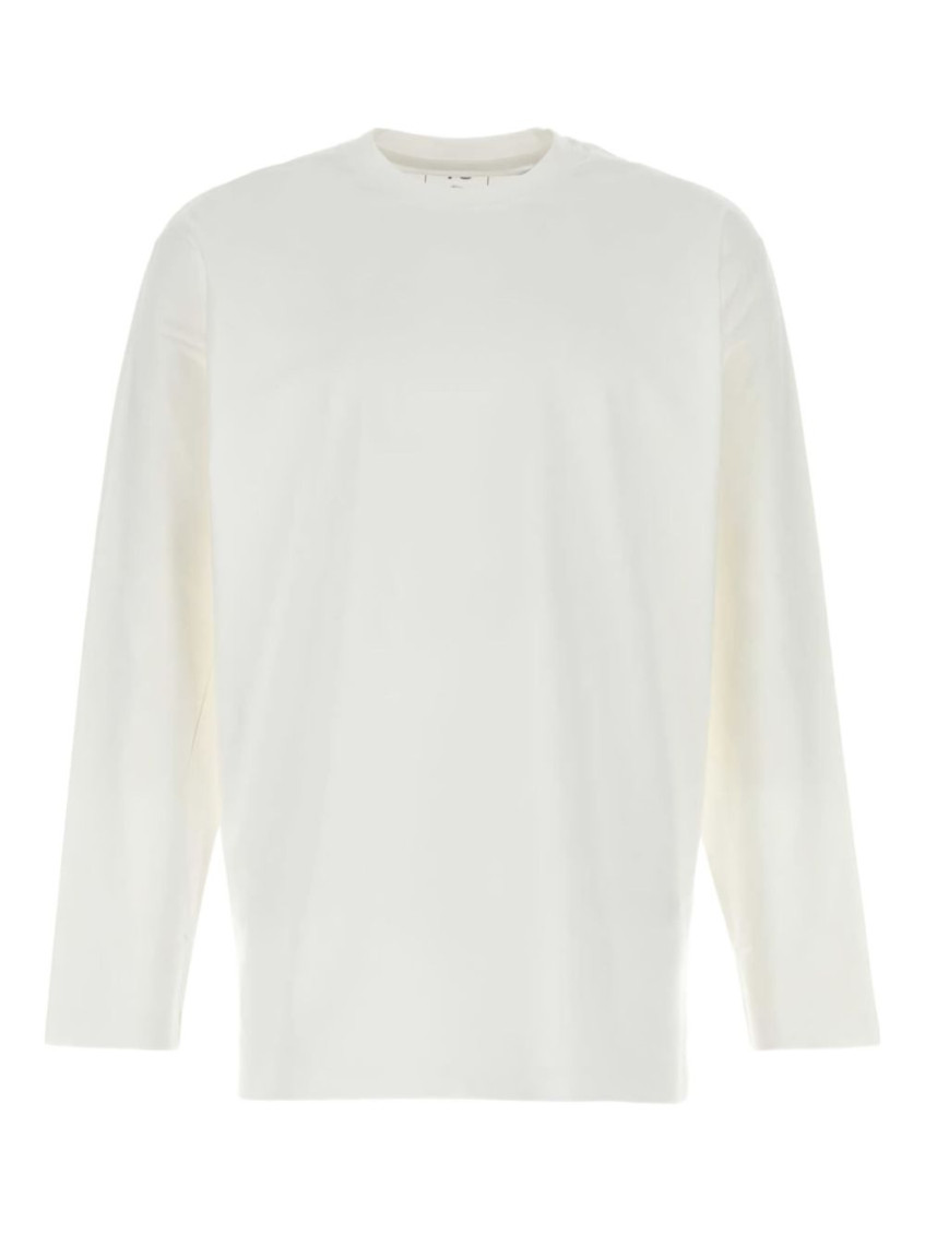 Y-3 Graphic Print Crew Neck Long Sleeve T-shirt In White