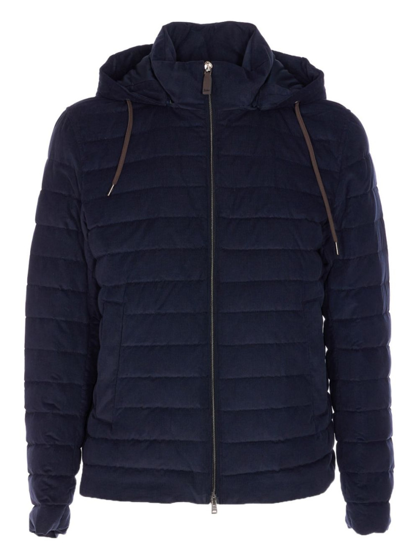 Herno Hooded Quilted Down Jacket In Blue