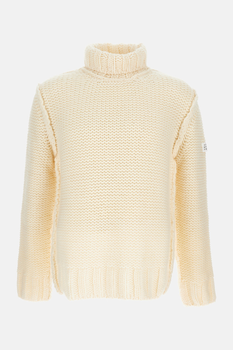 Mm6 Maison Margiela Mm6 By Maison Margiela Knit Turtleneck Sweater With Logo Patch In Neutral