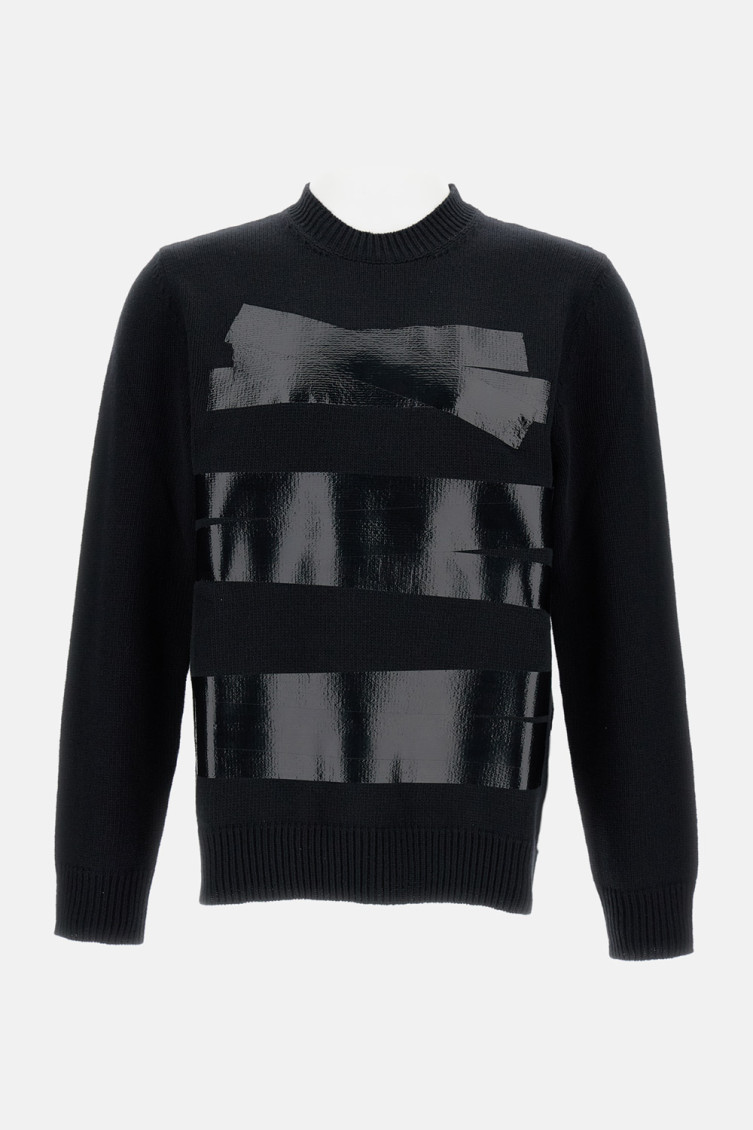 Mm6 Maison Margiela Relaxed Fit Sweater With Tape Detail In Black