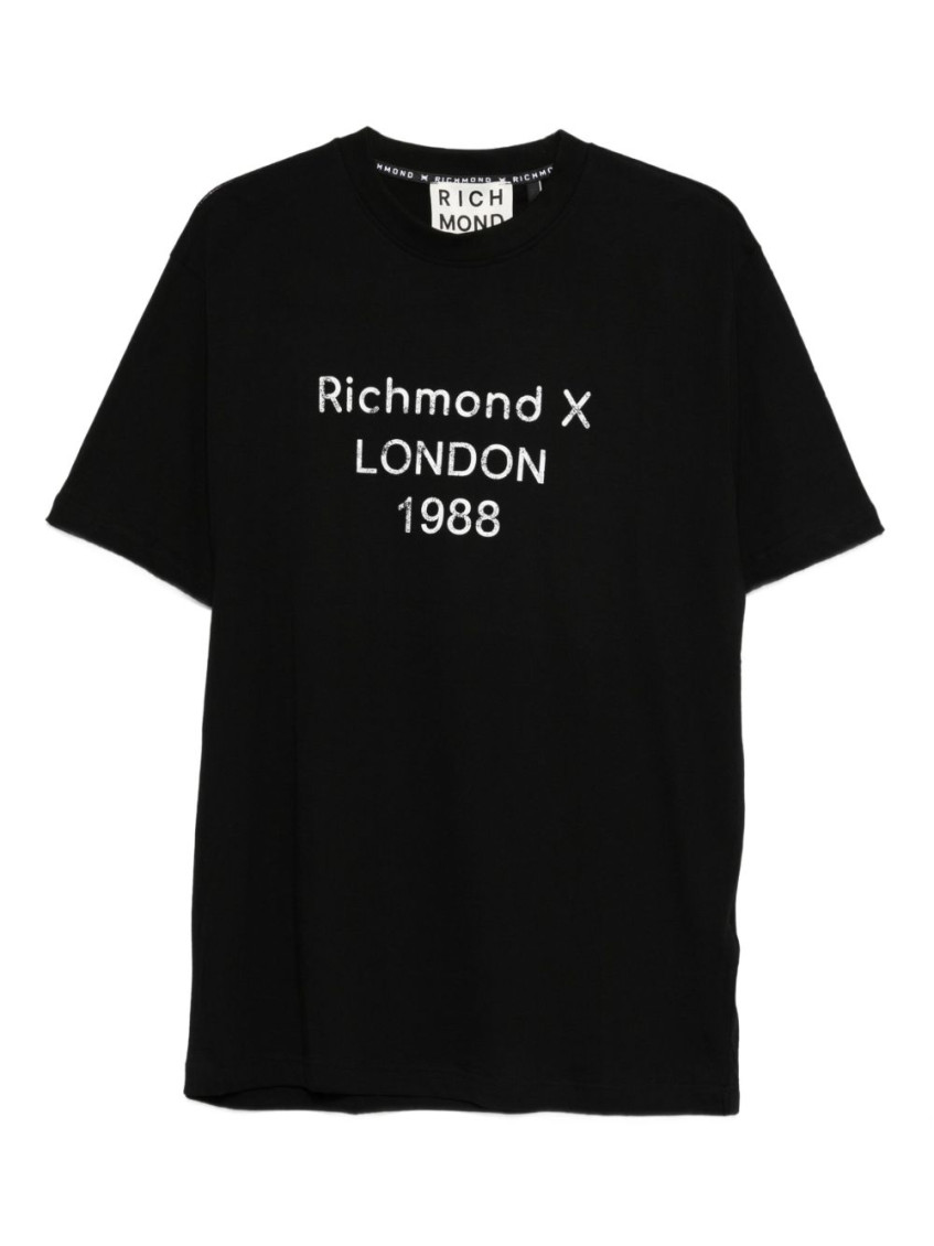 John Richmond Crew Neck T-shirt With Print In Black