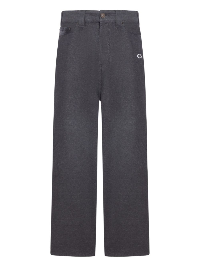 Balenciaga Grey Oversize Pants With Logo Detail On The Front And Logo Patch On The Rear In Cotton Man In Black