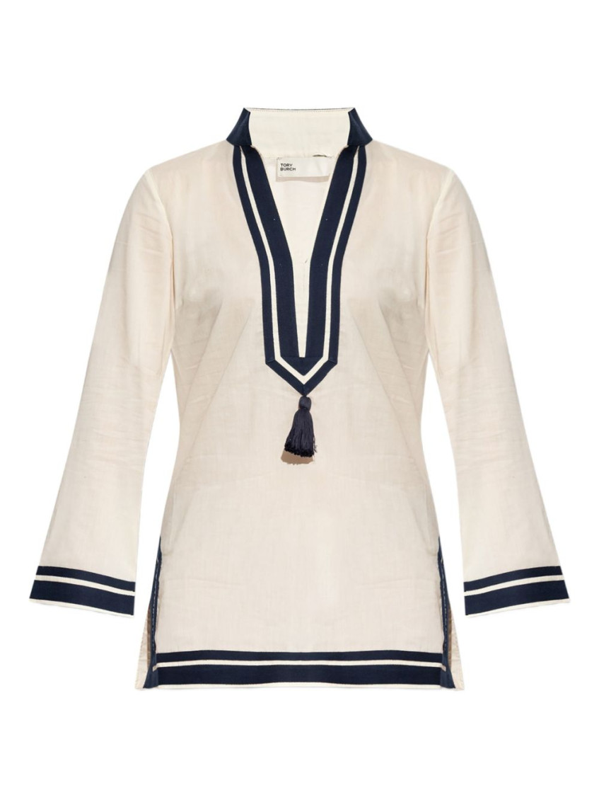 Tory Burch Beige Cotton Tunic Dress In White