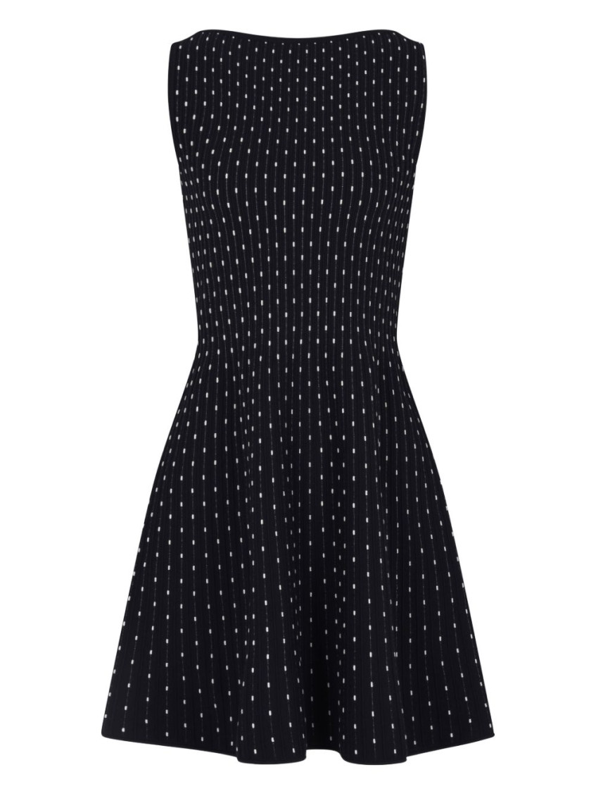 Emporio Armani Navy Blue Dotted Short Dress In Black