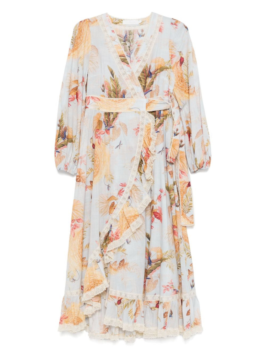Zimmermann Sky Blue Ascension Printed Midi Dress