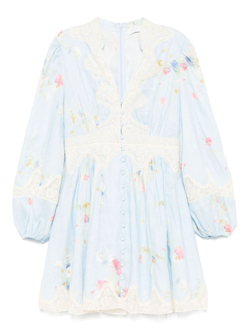 Zimmermann Sky Blue Lucky Linen Mini Dress