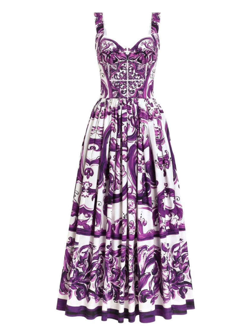 Dolce & Gabbana Purple Graphic-print Midi Dress