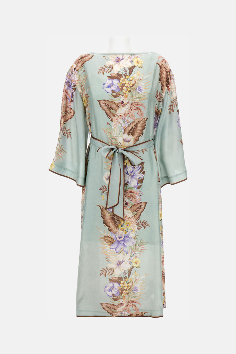 Zimmermann Womens Sage Multi Floral Coco Belted Silk Midi Dress In Green