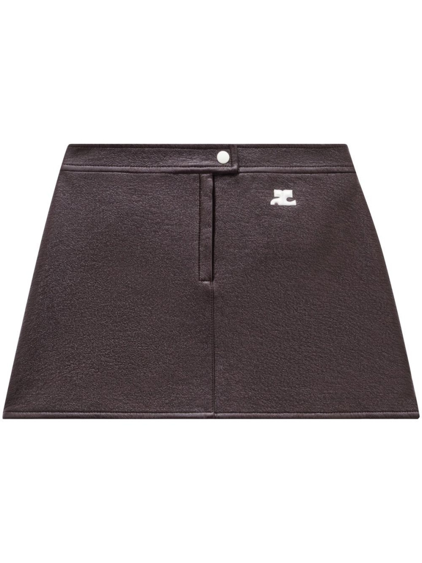 Courrèges Fitted Burgundy Mini Skirt With Shiny Finish In Burgundy